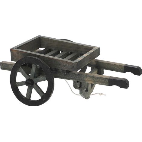 Modèle de chariot miniature en bois compatible avec la décoration verte décorative (1/5)