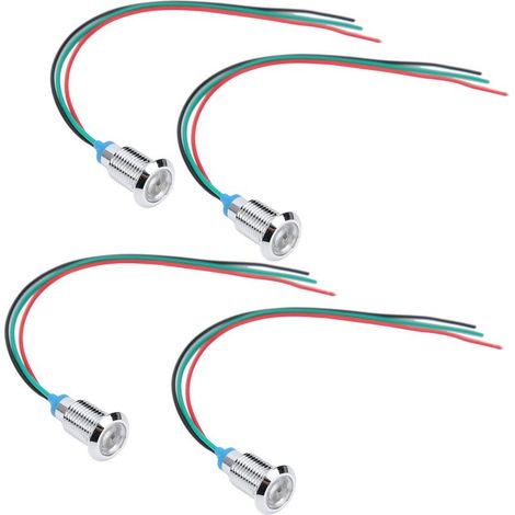 2 Kits LED Ronds Étanches 10mm Bi-Color Rouge/Vert 12-24V, Anode Commune, Faciles à Installer (1/5)