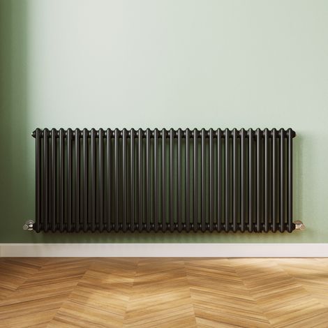 ELEGANT 600 x 1505mm Traditional 2 Column Radiator Black Double Rads Versatile for Kithcen, Living Room, Bathroom Radiators