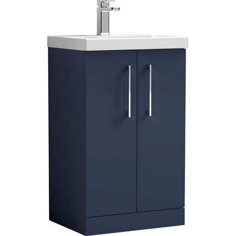 Balterley Floor Standing 2 Soft Close Door & Bathroom Vanity Unit Basin, Midnight Blue, 500mm