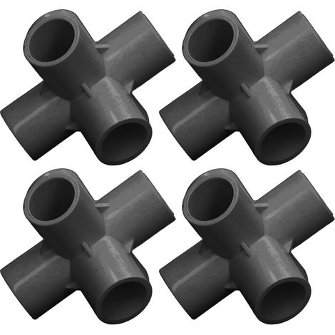 Lot de 10 raccords de tuyauterie 6 voies en PVC, coudes d'angle, diamètre intérieur 20 mm, noirs (1/5)