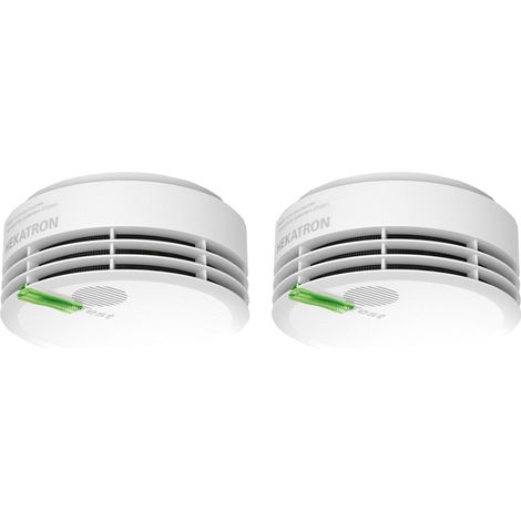 Hekatron Genius Plus Edition - Rilevatore di Fumo con Batterie Integrate e Cuscinetti Adesivi Inclusi - Set con 2 Rilevatori - Bianco (1/4)