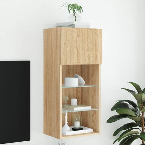 vidaXL TV Cabinet with LED Lights Sonoma Oak 40,5x30x90 cm