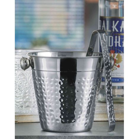 Secchiello Porta Bottiglie Champagne in Acciaio + Pinza 14 x h. 13 cm