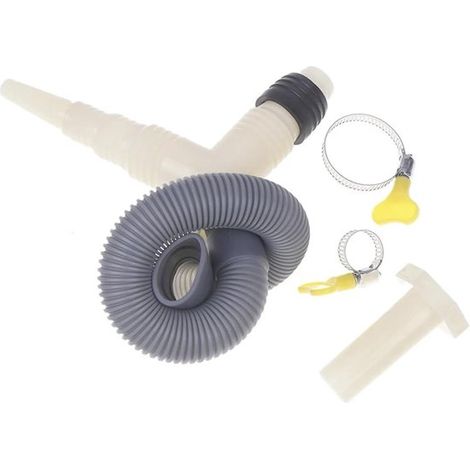 Adaptador de desagüe con pieza en T para el desagüe de lavadoras y secadoras, incluye manguera de extensión.