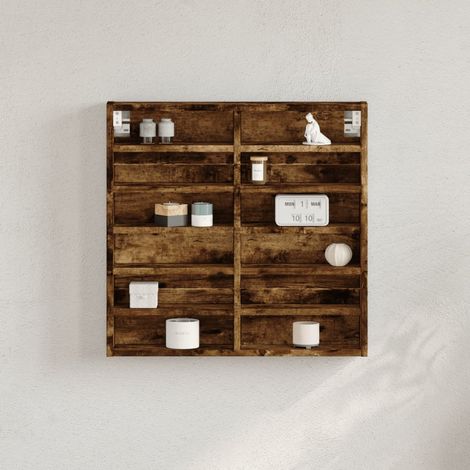 Vitrine Cabinet Smoked Oak 60x8.5x58 cm Engineered Wood vidaXL