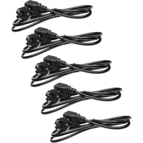 vhbw 5x Netzkabel Schutzkontaktstecker für Kaltgeräte z.B. PC Monitor Computer Drucker - C13 Buchse, 1,2 m (1/2)