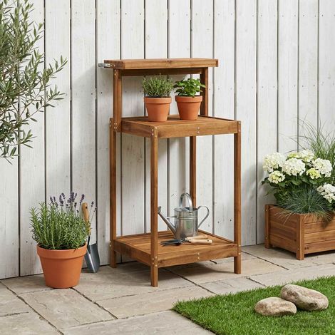 Teenpull – Outdoor Umtopfbank 56,5 x 48,5 x 107 cm Massivholz Akazie Natur (1/5)