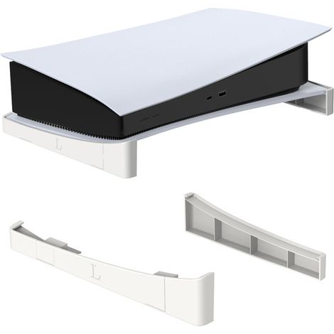 Support Horizontal PS5 - Compatible Version Numérique et Lecteur Optique - Structure Surélevée pour Dissipation Thermique - Antidérapant en Silicone - Blanc