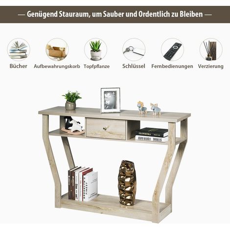 Consolle con cassetto e ripiano 120x30x81 cm grigio