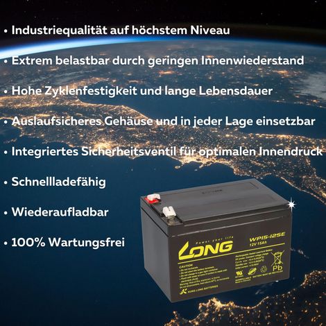 Kung Long WP15-12SE Akku 12V 15Ah für Teufel ROCKSTER – AGM Ersatzakku (1/5)