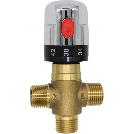 Mitigeur Thermostatique Température - Limiteur Chauffe-eau en Laiton, Contrôle Bassin Douche/Lavabo (1/5)