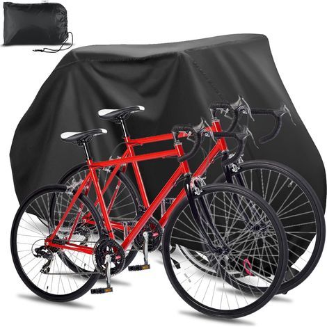 Housse Velo, 210D Oxford Housse Velo Exterieur Protection pour 2 Vélos, Bache Velo Exterieur avec Serrure-Trous & Sac de Rangement, pour VTT et Vélo de Route, 200x70x110cm (1/5)