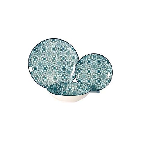 SERVIZIO DI PIATTI MAIOLICA VERDE ACQUA IN PORCELLANA- - servizio contenente 18 piatti - 1 confezione XTRA
