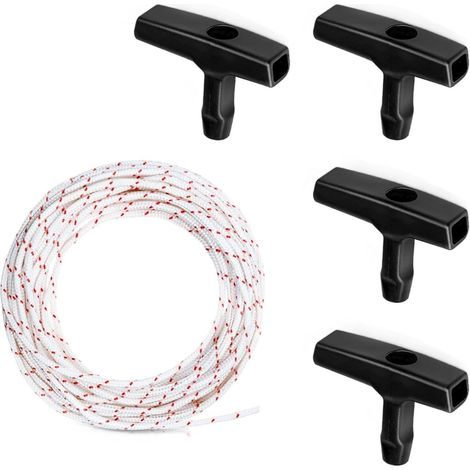 Cordage De Démarrage - 10 M - Diamètre 3 Mm - Pour Tondeuses À Gazon, Taille-Haies, Débroussailleuses, Tronçonneuses Et Moteurs Thermiques - Lot De 4 Poignées (1/5)