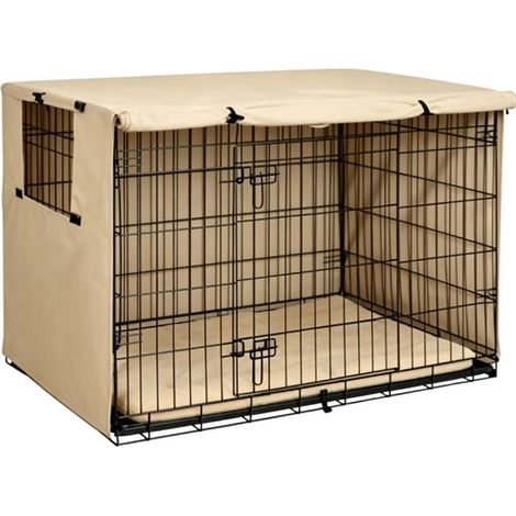 Housse de niche coupe-vent 94 x 61 x 63 cm avec aérations pour intérieur et extérieur Noir (beige) (1/5)