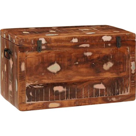 Aufbewahrungsbox mit Speicher mit Tür Braun Massivholz Mango