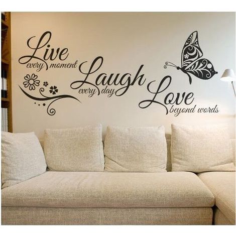 Famille Stickers Muraux, Citations Prononcés Mots Art Décor, Autocollant Mural Texte Chambre Salon Bureau Décoration Murale (1/5)