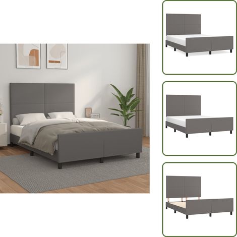 Letto con testiera regolabile - vidaXL Giroletto con Testiera Grigio 140x200 cm in Similpelle - Giroletto grigio
