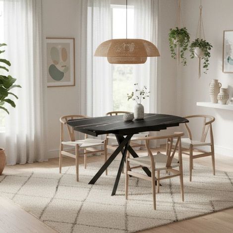 Drift, Tavolo allungabile con top in Ceramica Marmo portoro (120cm X 80/120cm H. 76cm) Duzzle (1/5)