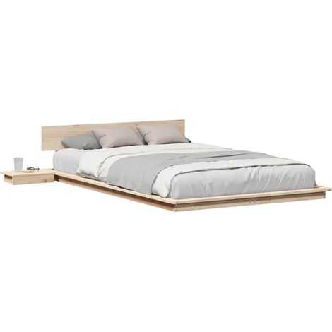 Lit double Lit adulte Cadre de lit Marron 120 x 190 cm bois (1/5)