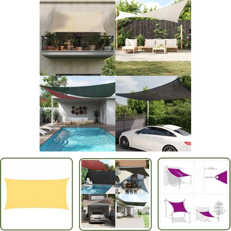 Voile d'ombrage 160 g/m² Beige 3x6 m PEHD (1/8)