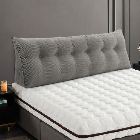 Hofuton Coussin de Lecture, Oreiller Traversin Soutien Dorsal, Triangulaire Coussin à Coins, Gros Coussin Canapé, Housse Amovible, 180 x 50 x 20 cm Gris (1/5)