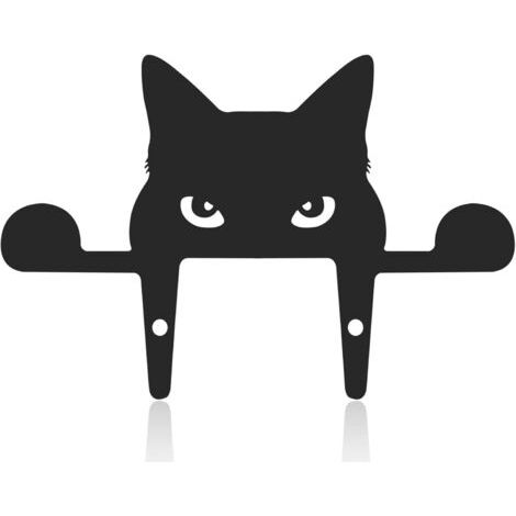 Chat du Jardin Décoration, Décor De Statue De chat pour La Cour Enjeux De Jardin De Silhouette Animale réaliste Art de Cour de Chat Décoration pour Plancher, Pelouse, Jardin, Chemin Trottoir, Noir-4pc (1/5)