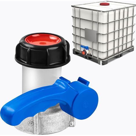 Drain Valve for IBC 1000L Tank - Tank Adapter 75mm DN50 - Butterfly Valve in Aluminium and ABS - IBC Tank Connector, Threaded Connector for Chemical/Water Container (1/5)