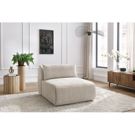 BOBOCHIC - Chauffeuse 1 place sans accoudoir pour canapé modulable JEANNE tissu texturé Beige (1/5)