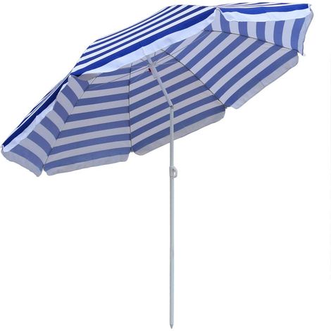 Garden Beach Blue-White Parasol Outdoor Patio Sun Shade Tilting Umbrella 180cm (1/5)