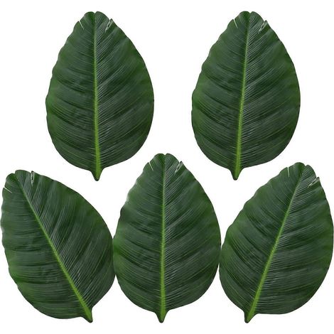 Lot de 5 dessous de verre à motifs de fausses feuilles de jungle, feuilles tropicales, napperons en feuilles de palmier et de bananier, dessous de verre à motifs de feuilles tropicales-37.5X23CM-Green (1/3)