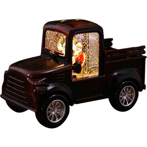 Retro-Weihnachtsdekoration: Beleuchteter Weihnachtsmann-Truck, weinrot (1/5)
