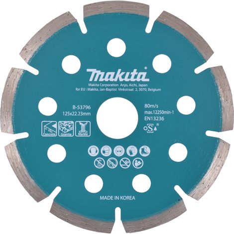 Makita Diamanttrennscheibe 125 mm Ø 125 mm 1,6 mm Schnittstärke Trocken Beton, Granit, Marmor B-53796 (1/2)