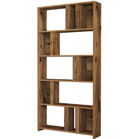 Bibliothèque en bois "Lima" - 90 x 20 x 180 cm - Noyer (1/5)