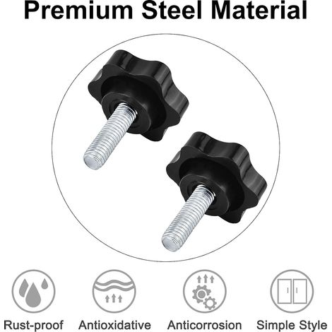 Lot de 6 vis à oreilles M8 50 44 vis à oreilles, pinces à vis moletées en plastique pour bouton étoile MNS (1/4)