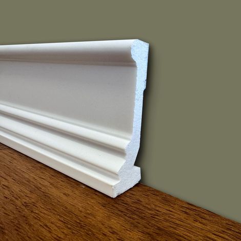 (massimo spessore) Battiscopa in POLIMERI linea BASICBOARD  90x27mm - BIANCO pitturabile (prezzo al metro)