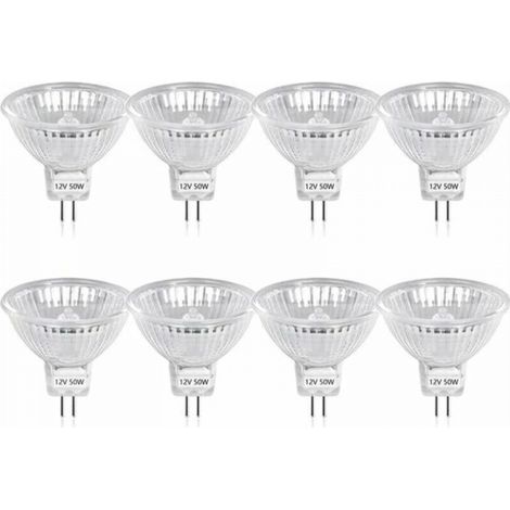 50W GU5.3 MR16 Ampoule Halogène Dimmable, DC 12V Basse Tension 2 Broches Base Spotlight Réflecteur Ampoules, 800 Lumen, Blanc Chaud 2800K(8-PCS) (1/5)