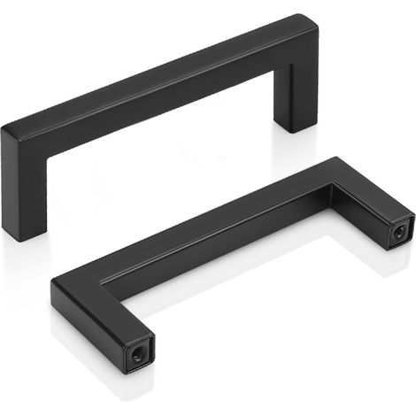 Lot de 2 boutons de porte de meuble de cuisine, centre plat, noir (vis incluses) (128 mm) (1/5)