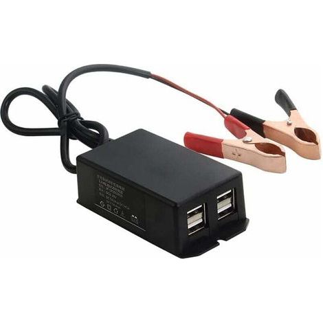 12V/24V auf 5V USB-Netzteil, wasserdichtes Motorrad-Handyladegerät, USB-Motorrad-Ladeadapter mit Krokodilklemme