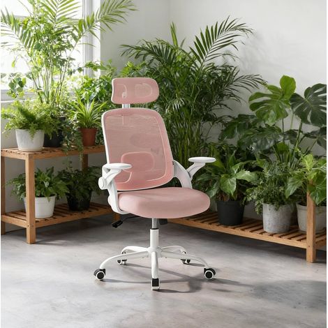 Sedia da ufficio ergonomica rosa in metallo 63,5x47x109,5-117,5 cm – MEUBLIV (1/5)