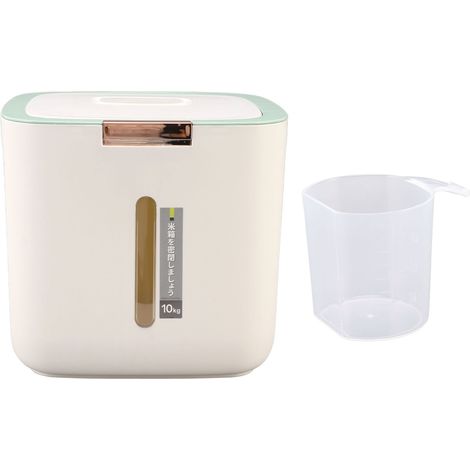 Récipient de Stockage Riz 22 lb en PP Alimentaire, Bidon Hermétique Épais avec Couvercle et Tasse à Mesurer Vert Clair (1/5)