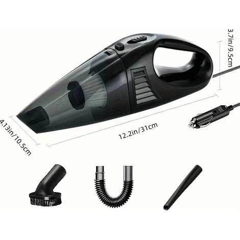 Aspirateur de voiture rechargeable 12 V - Nettoyeur à main portable avec filtre lavable pour une utilisation automatique,noir (1/5)