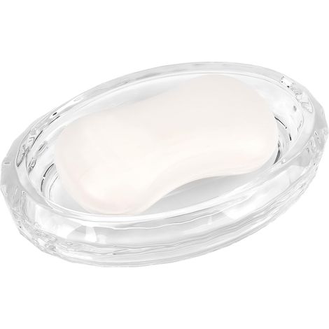 Porte-Savon en Verre pour Cuisine et Salle de Bain, Éponge, Accessoire Transparent (Ellipse) (1/5)