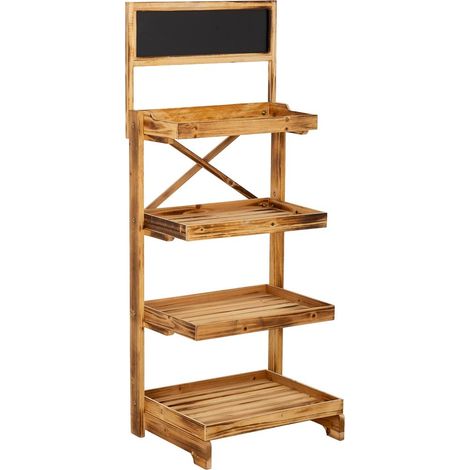 Carro expositor estantería de madera marrón 53x39x128h cm