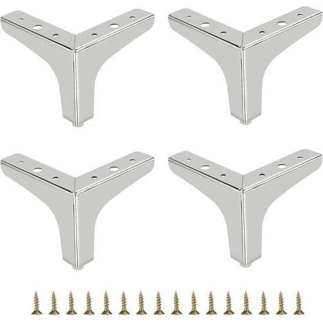 10cm Pied de canapé en métal 4 pcs Pieds de meuble modernes Pieds de meuble de canapé Pieds de rehausseur de meubles Pieds de rechange pour meuble TV Canapé Placard, Argent (1/4)