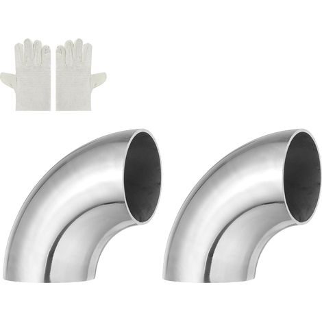 Pcs 40mm OD 90 Degree Stainless Steel Elbow with Welding Gloves, 16 GA/1.5mm Thick 304 Stainless Steel 90° Drainage Elbow for Drainage System, HVAC Stair Railing (1/5)