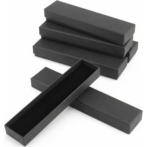 5 Pièces boîtes à bijoux en papier kraft noir, idéal pour les colliers et les bracelets, parfait pour un anniversaire, un mariage, un cadeau de Noël, 21 x 4 x 2.5 cm (1/5)