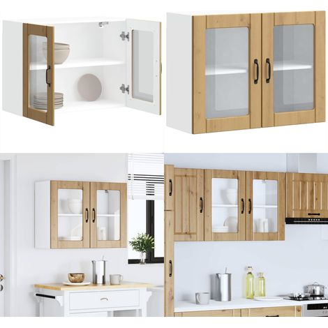 vidaXL Küchen-Hängeschrank mit Glastür Artisan-Eiche Holzwerkstoff (1/5)