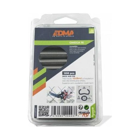 Agrafe pour grillage inox AISI 316 – Lot de 1250 pièces – Compatible agrafeuses EDMA – 44300 - AISI 316 X (1/5)